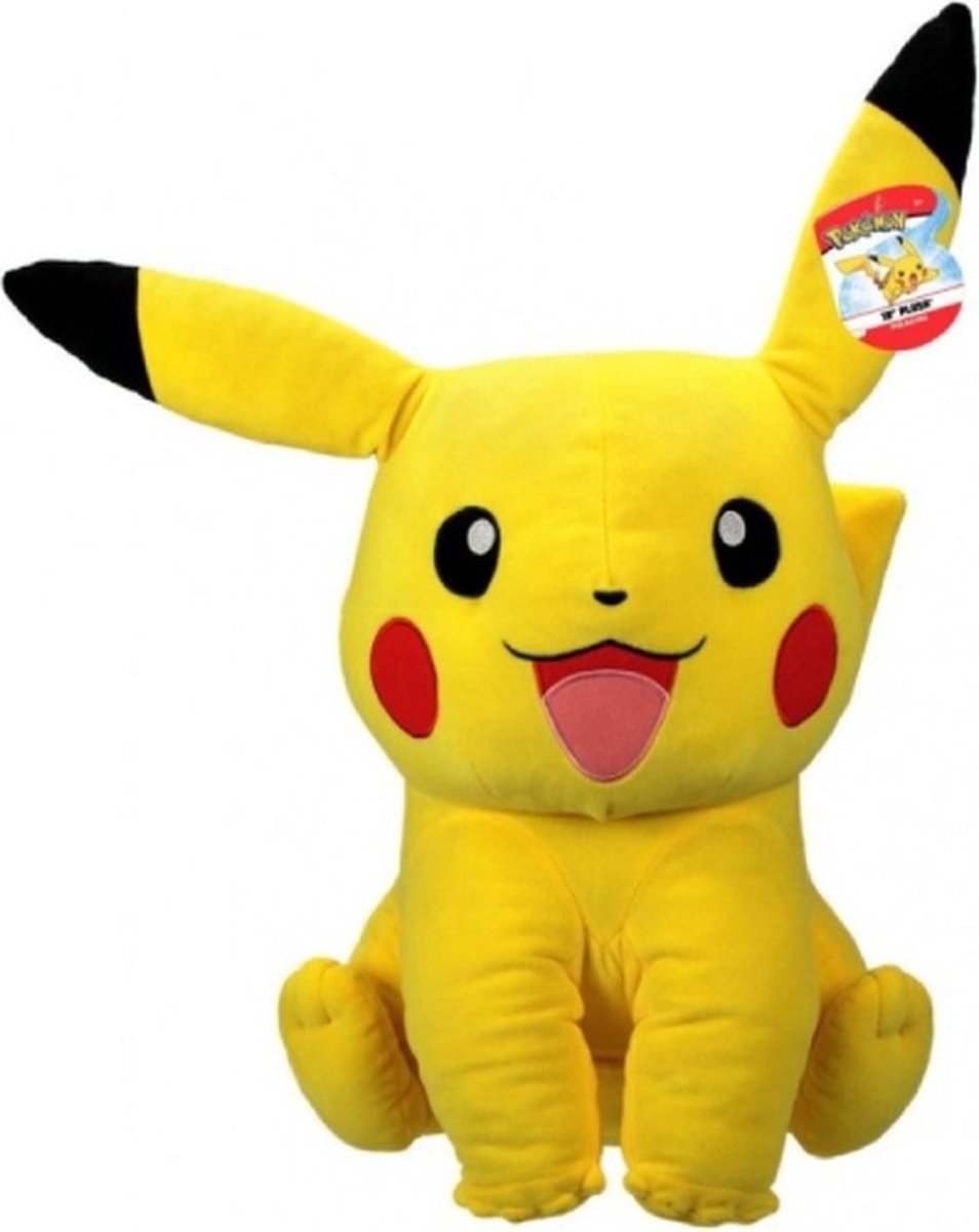 Pikachu Happy Zittend Pokémon Pluche Knuffel 30 cm {Speelgoed Knuffeldier Knuffelpop voor kinderen jongens meisjes | Pokemon Plush Toy | Pikachu, Eevee, Charizard, Bulbasaur, Charmander, Squirtle, Snorlax}